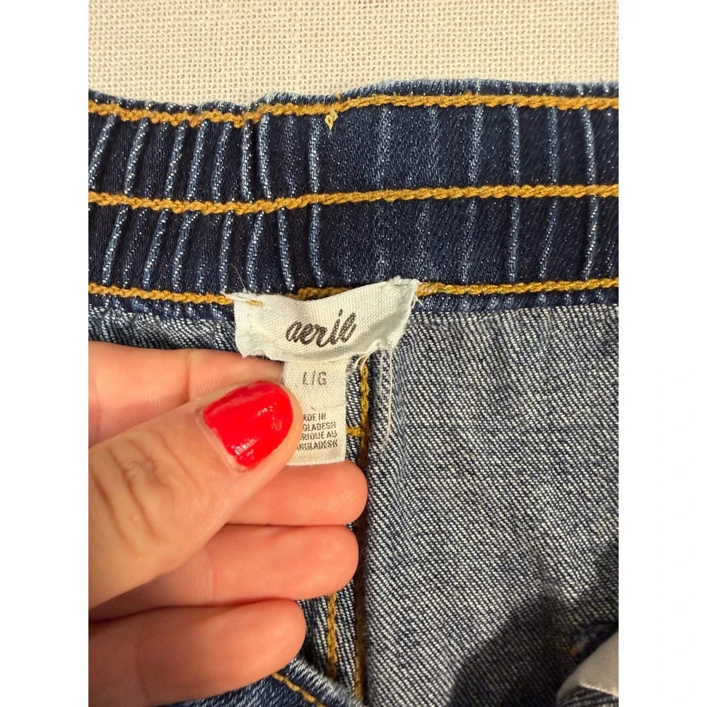Aerie Womens Distressed Denim Shorts Dark Wash Elastic Back High Rise L